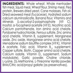 Ingredients label panel with long list text for fish food