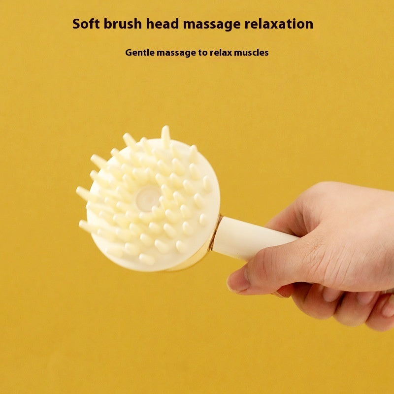Soft pet brush head with raised massage nubs on short handle