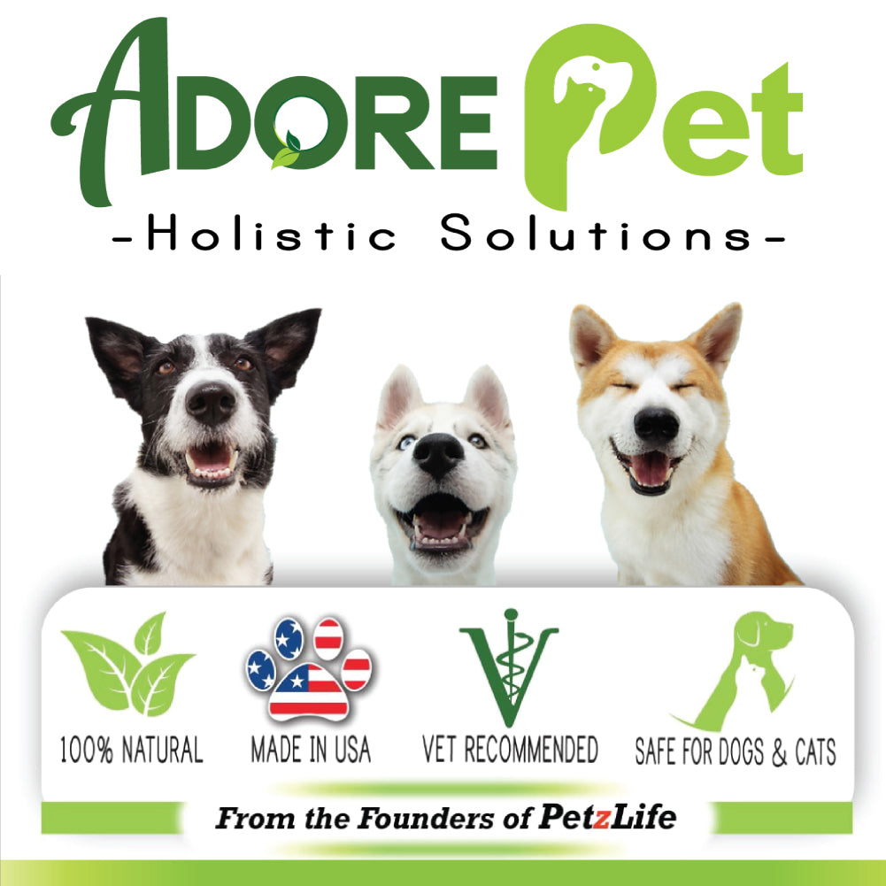 Pet shampoo and conditioner box with three dogs and green logo