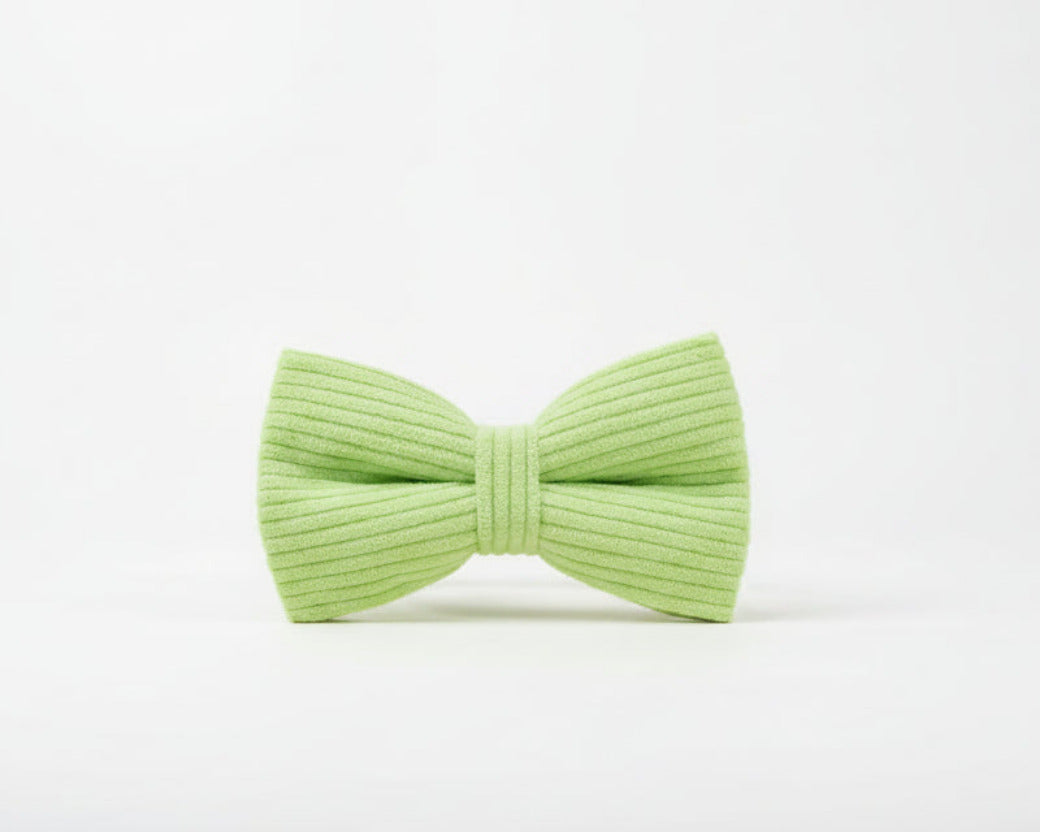 Apple green corduroy bowtie with center knot