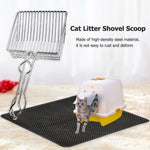 Cat litter shovel scoop with wire mesh tray and loop handle, steel finish