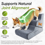 Dark gray foam dog stairs with ergonomic, cushioned step support surface