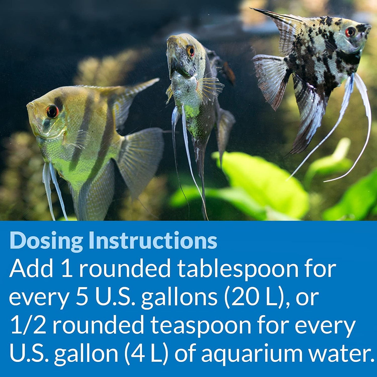 Dosing instructions: add 1 rounded tablespoon per 5 U.S. gallons of water.