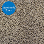 Small round sinking fish food pellets, approx 2 mm granules