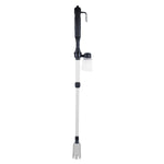 Telescopic aquarium gravel vacuum cleaner with black pump handle and suction comb