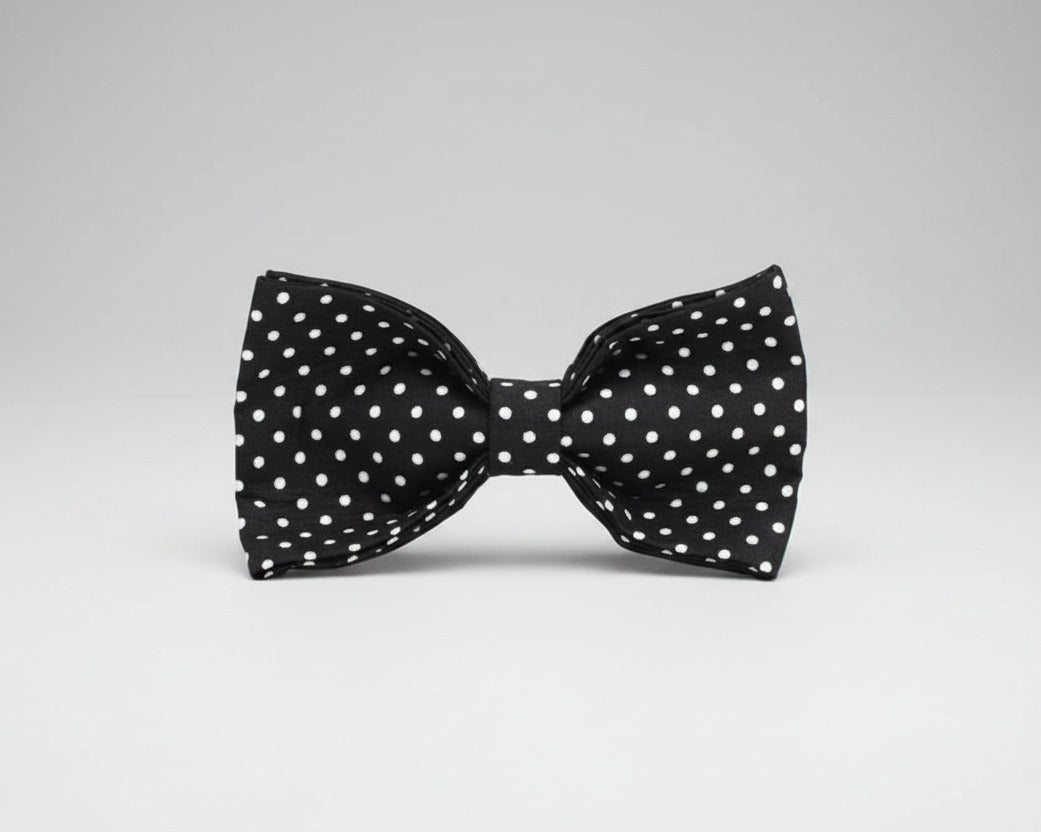 Black polka dot bowtie