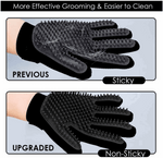 Black silicone pet grooming glove with raised nubs on palm and fingers