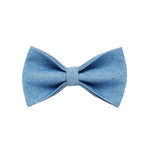 Blue denim bow tie with center knot