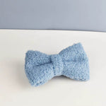 Light blue teddy bow tie for pet collar with soft textured fabric