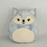 Large light blue cat plush pet toy with cream muzzle, big ears, and squishy body