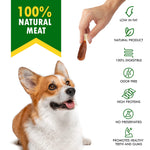 Chicken-flavored calcium bone dog chew held by hand, brown and white sections