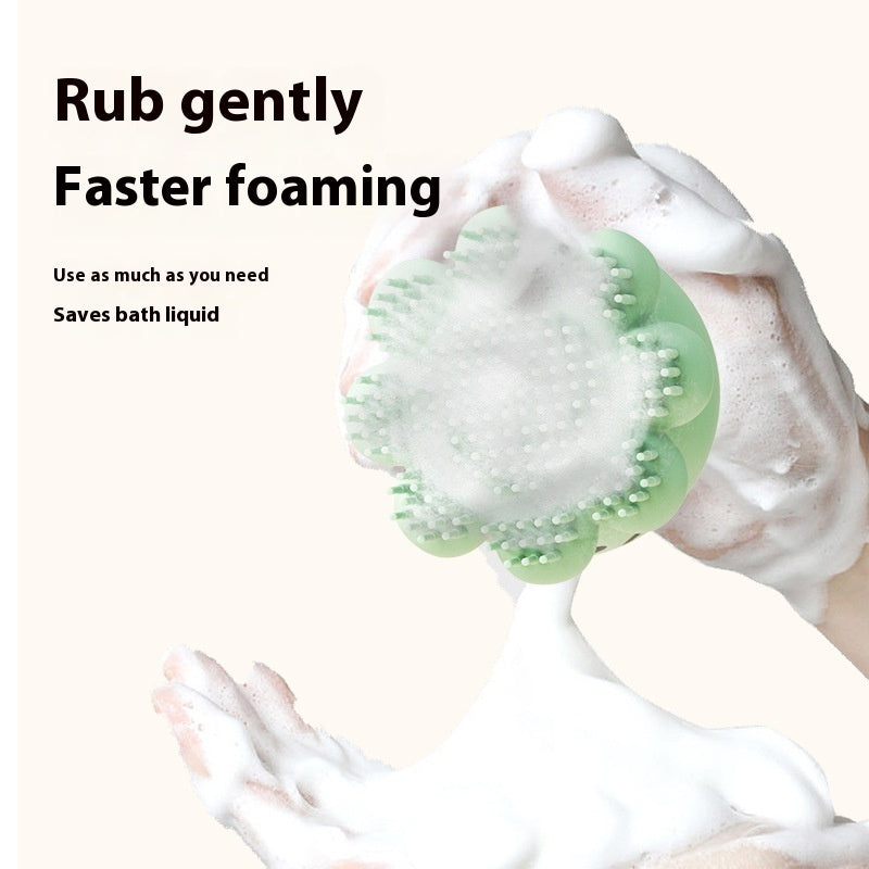 Pet shower brush silicone bath massage comb, green silicone massage head with bubbles