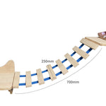 Wall-mounted cat climbing ramp with slatted platforms and wood steps