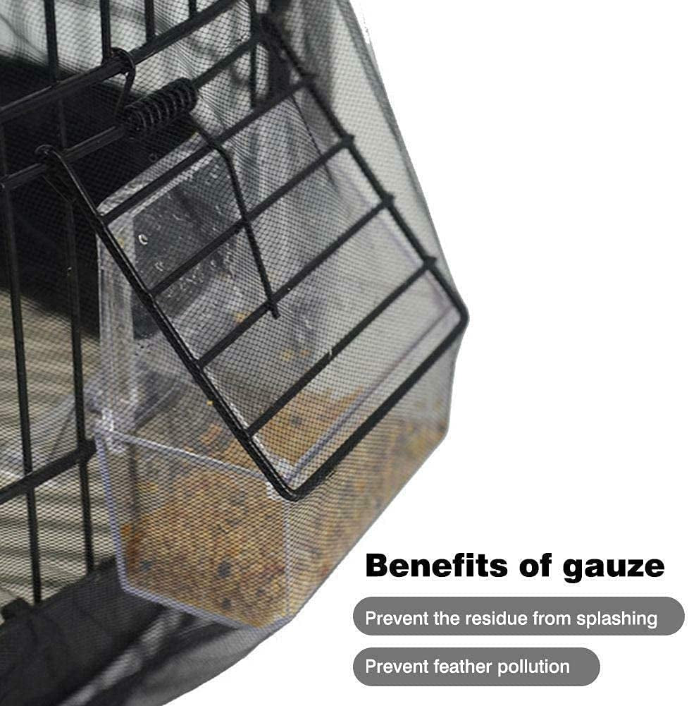 Bird cage seed catcher mesh liner attached along cage bars