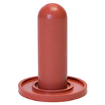 Calf feeding nipple with red teat and round base