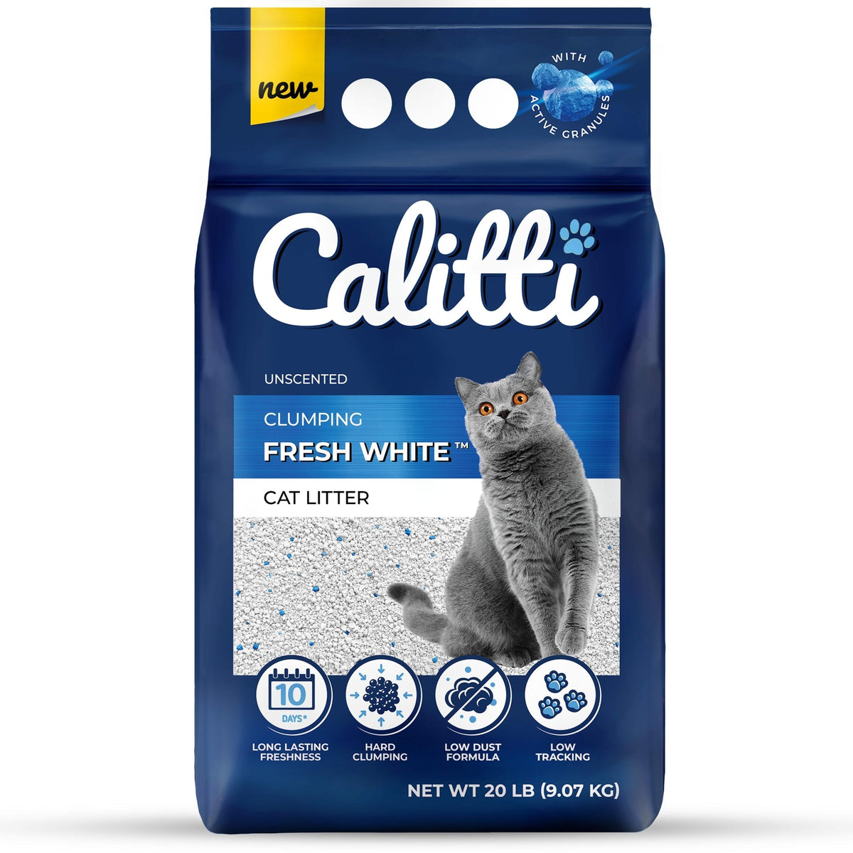 Unscented fresh white clumping cat litter bag, 20 lb