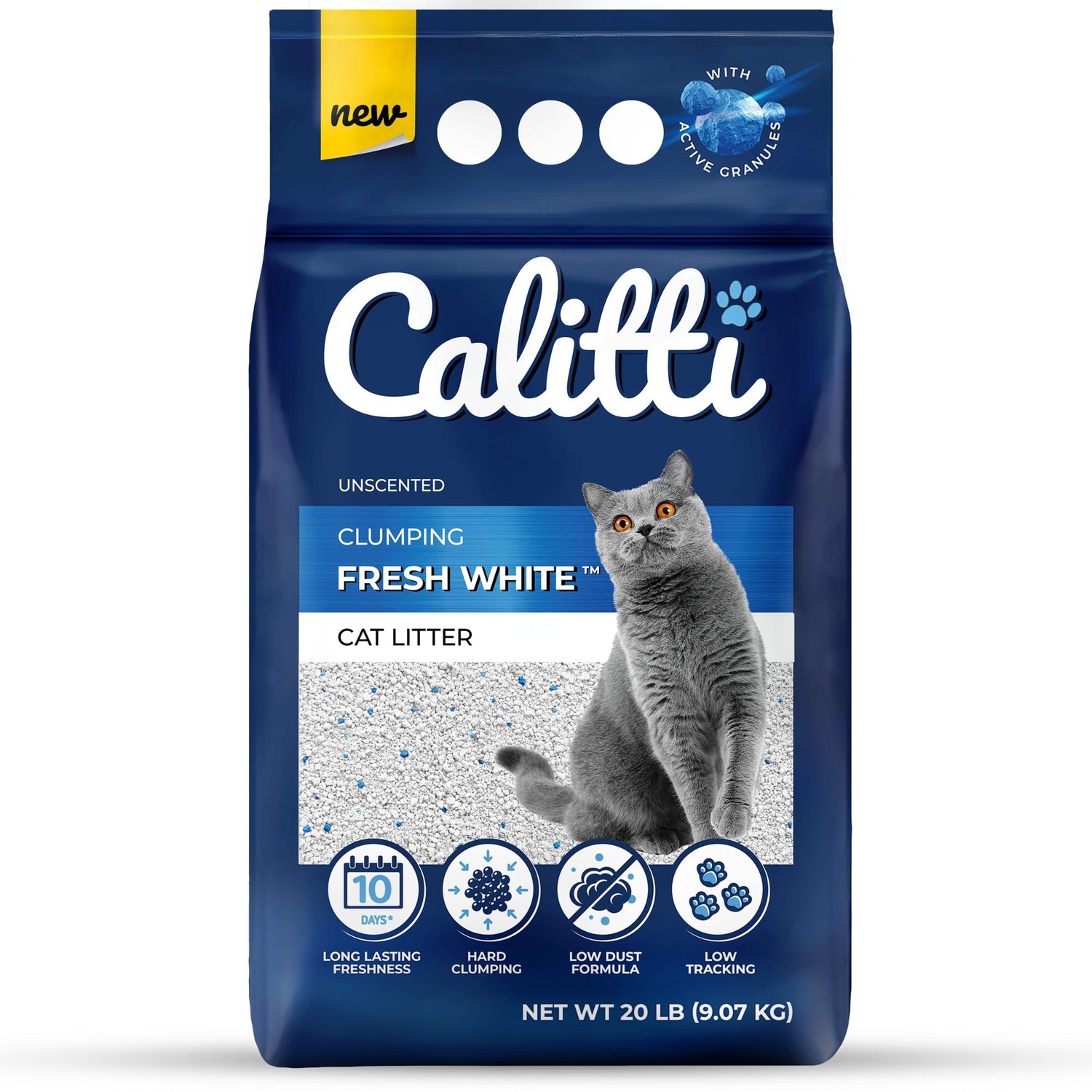 Unscented fresh white clumping cat litter bag, 20 lb