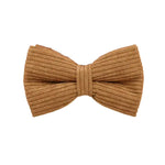 Caramel corduroy bowtie accessory with center knot