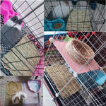 Grass woven pet mat inside a wire cage with a small animal