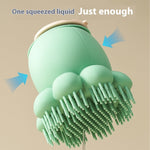 Pet shower brush silicone bath massage comb, green head with dense flexible bristles