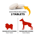 Dog detox supplement tablets, each pack includes 2 round tablets