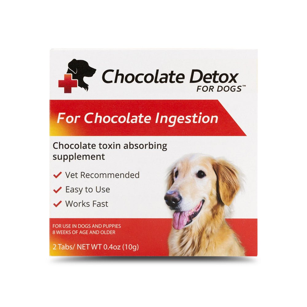 Chocolate Detox for Dogs tablets box for chocolate ingestion, vet recommended
