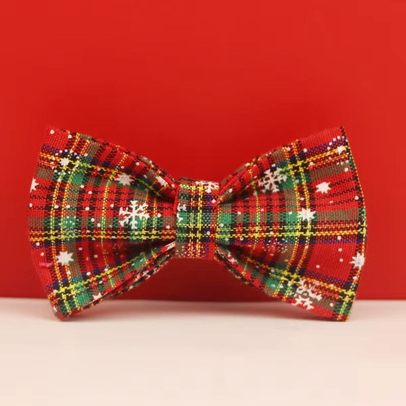 Plaid bow tie with matching center knot and stitched edges