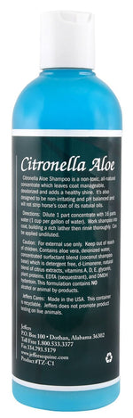 Horse shampoo bottle back label with ingredients text, blue bottle, white cap