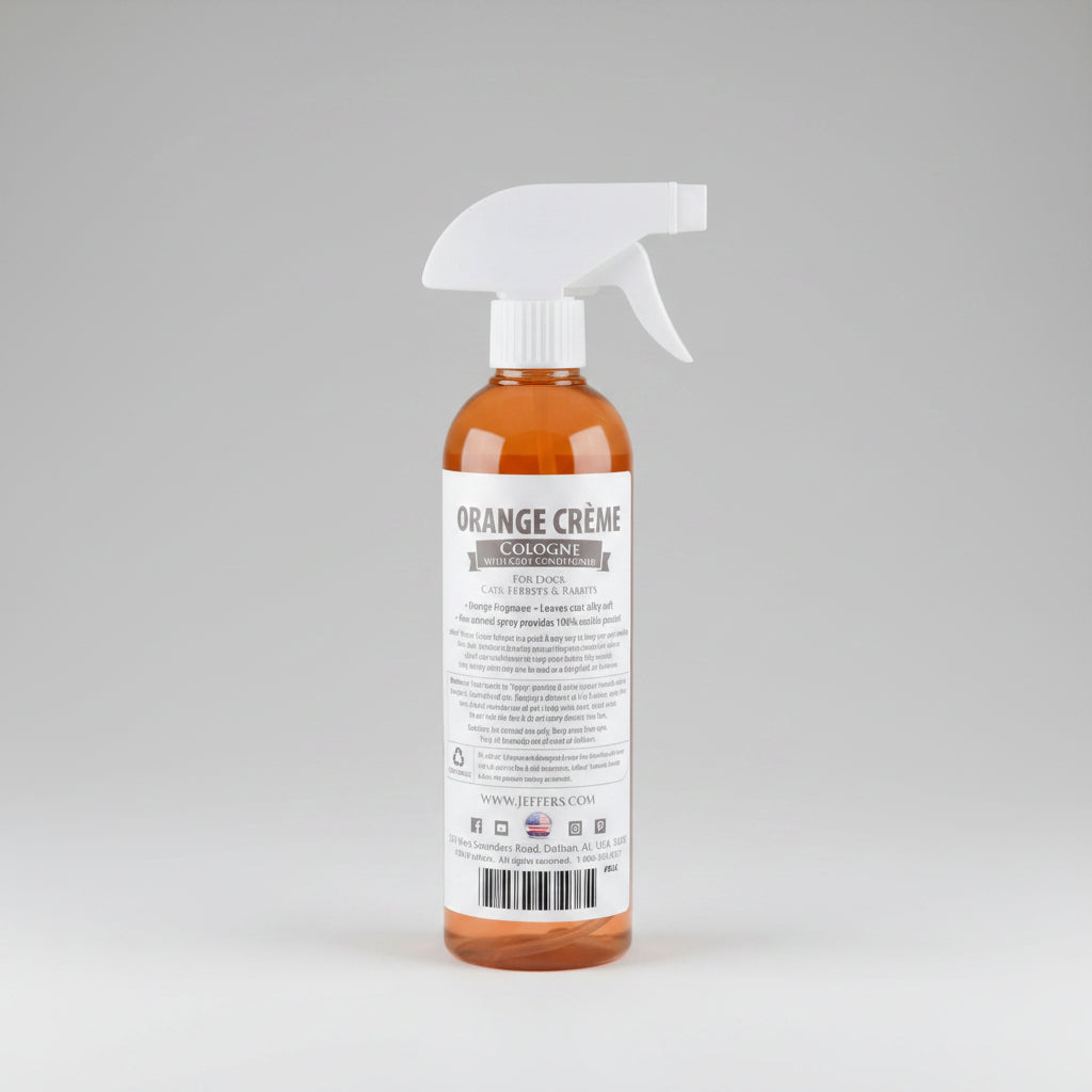 Pet cologne & coat conditioner spray bottle, orange creme, 16 oz, with trigger sprayer