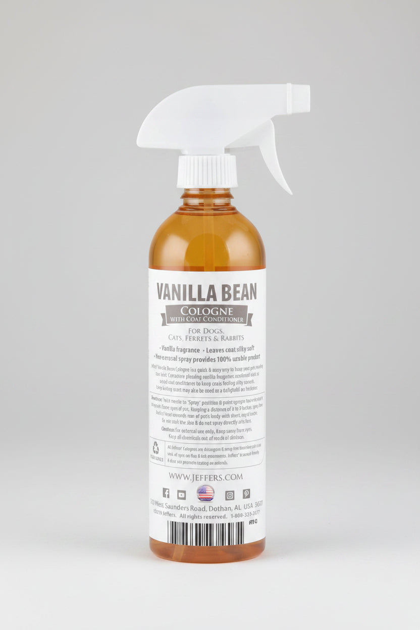 Pet cologne & coat conditioner spray bottle, vanilla bean, 16 oz, with white trigger sprayer