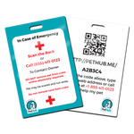 QR pet identification travel crate card with emergency contact info and QR code
