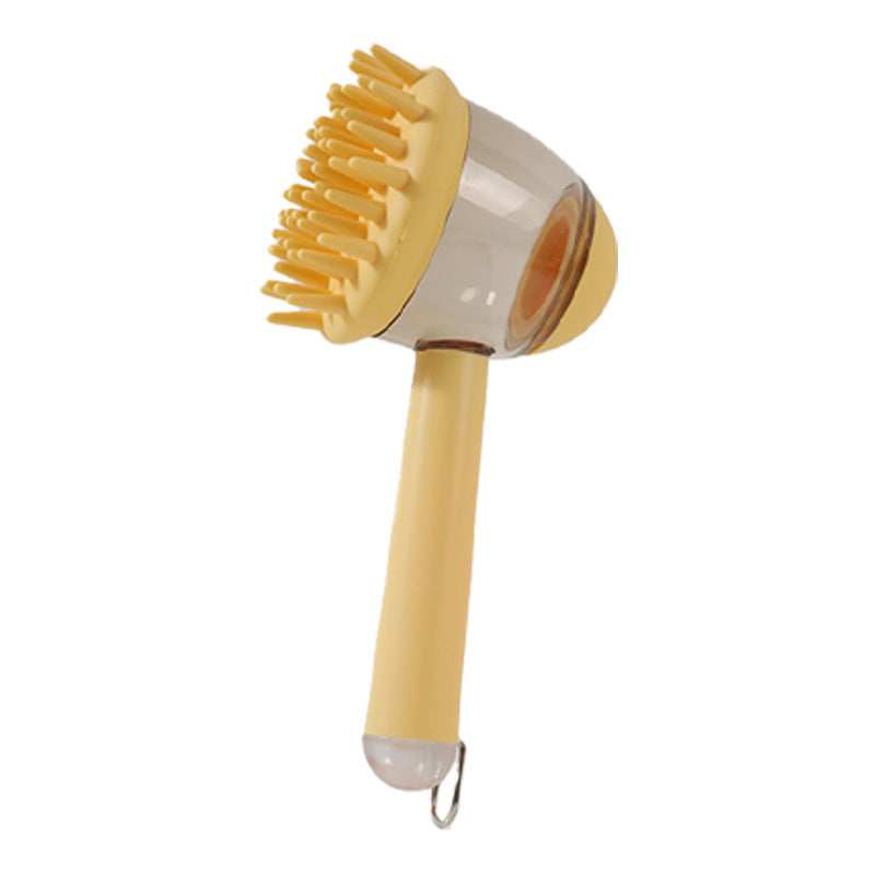 3-in-1 pet bath brush and massage comb, beige with clear head and bristles