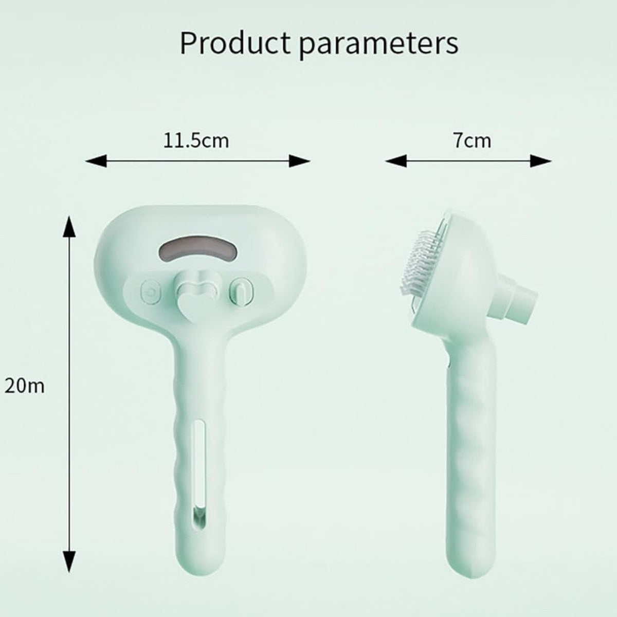 Pet steam brush in mint-green with oval textured cleaning head and grip handle