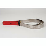 Horse grooming blade shedder, red handle with curved stainless steel shedding blade