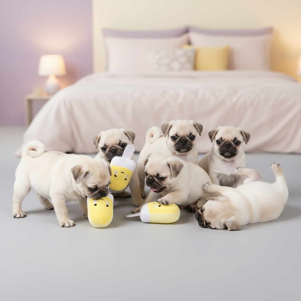 Yellow squeaky plush dog toy shaped like a molar tooth