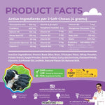 Dog Prenatal Vitamins product facts panel listing active ingredients per 2 soft chews
