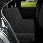 Quilted dark car back-seat dog cover with full seat and headrest protection