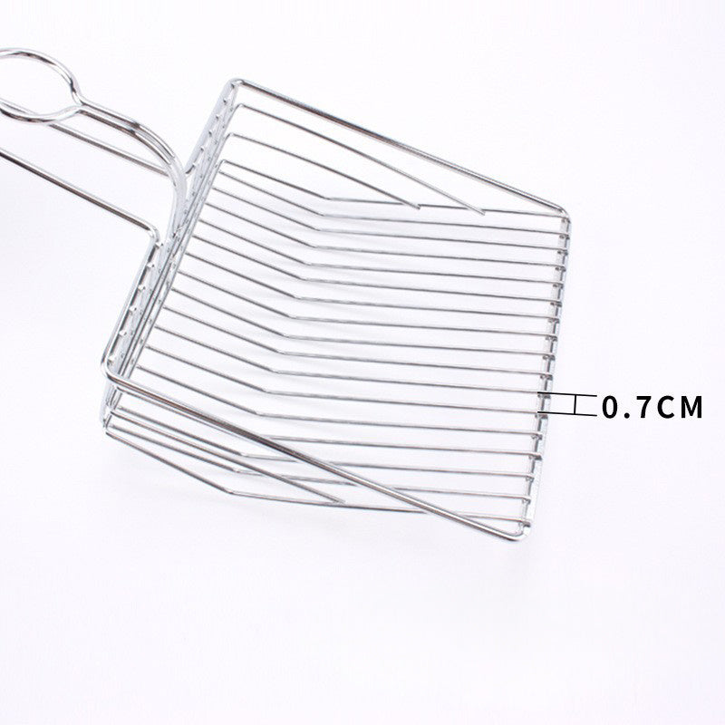 Wire mesh litter scoop with handle; shows 0.7 cm tray spacing