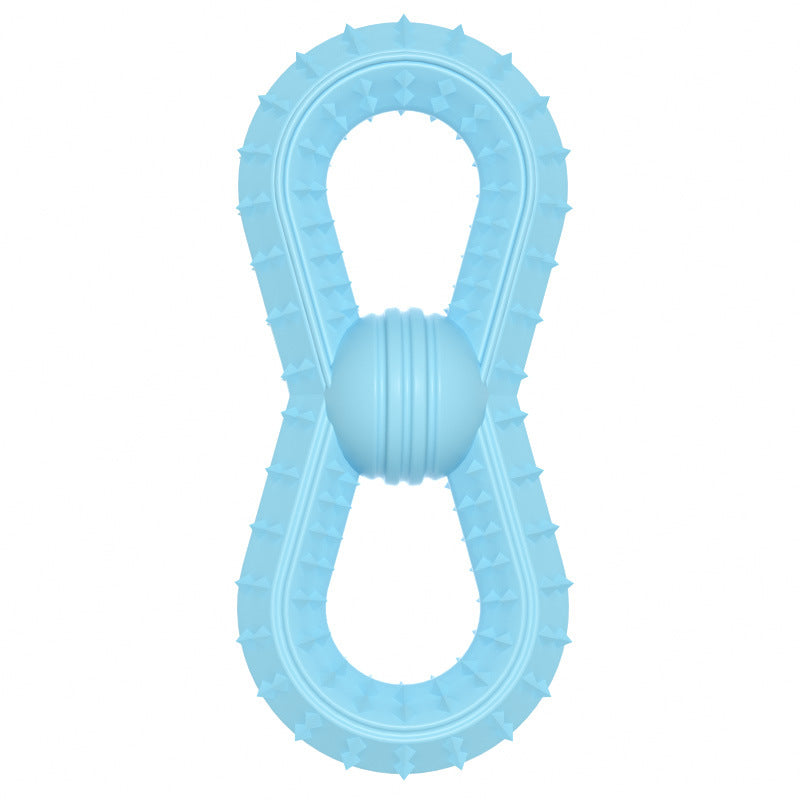 Gentleman Blue molar ball toy, light blue double-oval ring with ribbed center