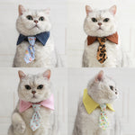 Cat collar bow and tie set, multiple colors with patterned neckwear