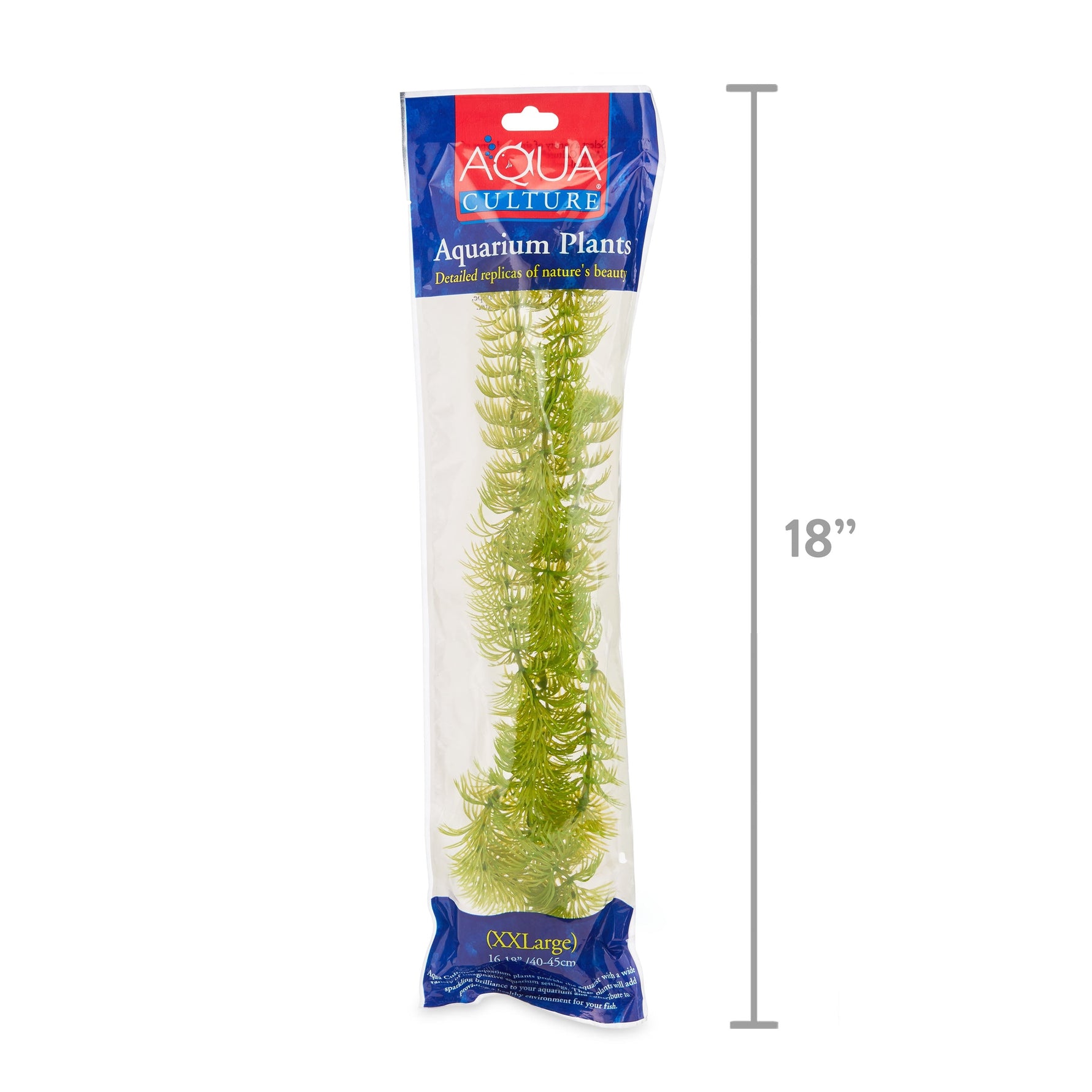Green aquarium plant pack, labeled XXLarge, with 18" height