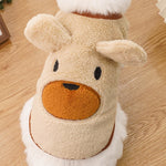 Bear ears fleece-lined dog sweater, puppy beige with bear face nose and eyes