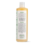 Pet ear cleaning solution bottle back label with ingredients and directions text
