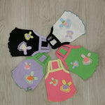 Cotton suspender pet vest set in four colors with embroidered flower appliques