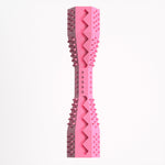 Cherry blossom pink ridged dog chew toy clip with zigzag bite ridges and textured bumps