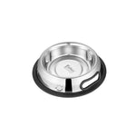 Stainless steel pet bowl with inner bowl ring and black anti-skid base