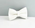 White leather bowtie accessory with center tie strap