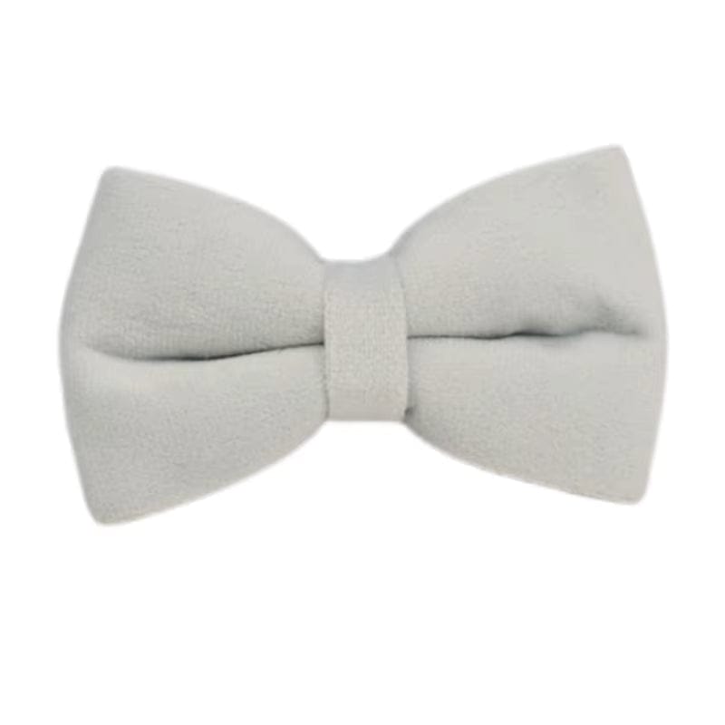 Light blue velvet dog bow tie with center knot detail