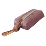 Light purple velvet poop bag holder with zipper and gold clip