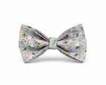 Dusty Blue Floral bow tie accessory, adjustable band with bowknot